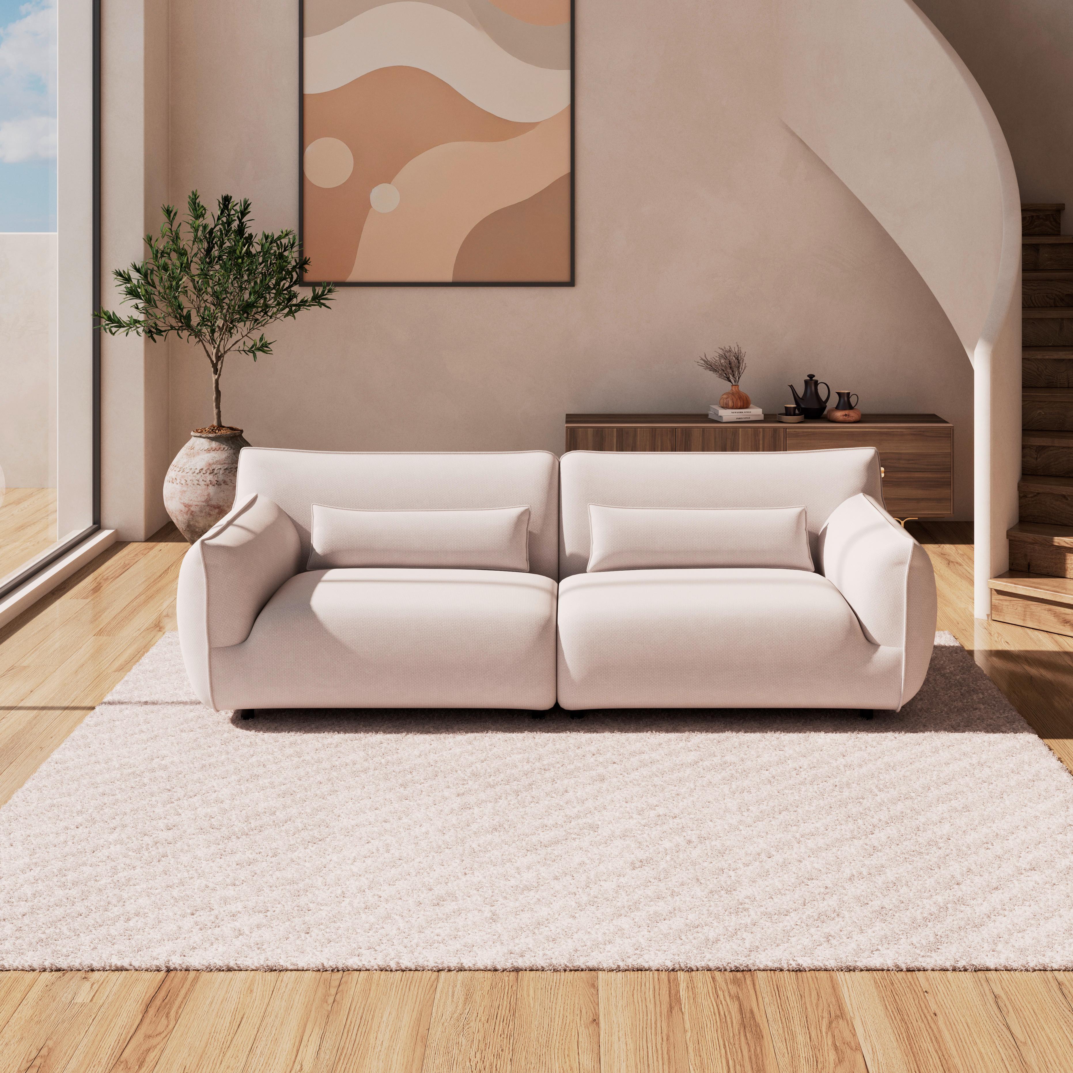 Sofa Clara Beige Webstoff - Creme/Schwarz, MODERN, Holz/Textil (284/86/111cm) - Bessagi Home