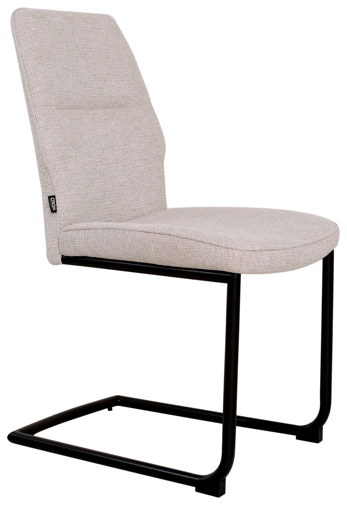 KRZESŁO NA PŁOZIE SALLY - beżowy/czarny, Design, metal/tkanina (45/91/62cm) - Xora