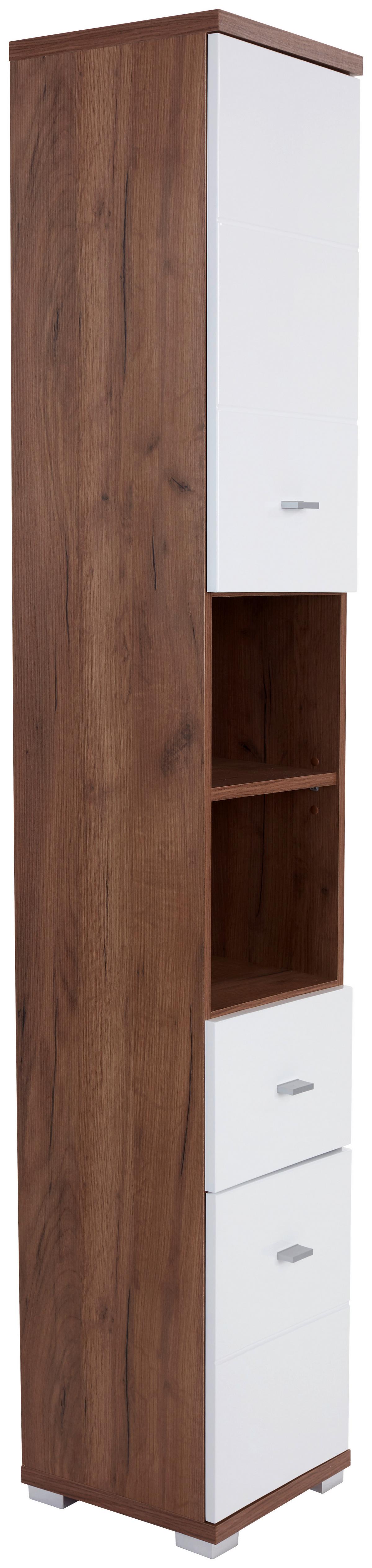 Dulap înalt Bari - alb/culoare lemn stejar, Konventionell, material pe bază de lemn (35,5/190/31,5cm)