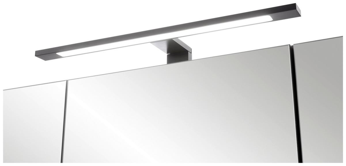 Spiegelschrank Chester mit LED 3-türig ca. 60x68 cm Eiche - Eiche Wotan/Schwarz, MODERN, Glas/Holzwerkstoff (60/67,5/20cm) - Held