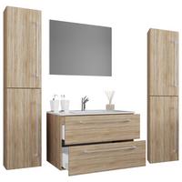 Kopalnica Badinos, Hrast - siva/bela, Moderno, kovina/leseni material (147cm) - MID.YOU