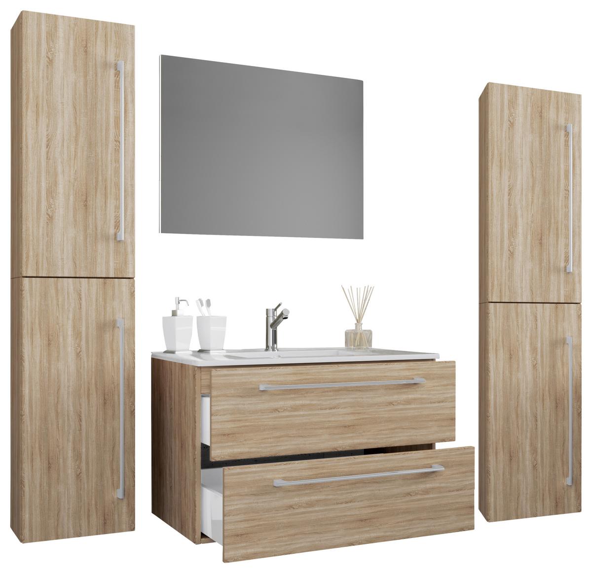 Kopalnica Badinos, Hrast - siva/bela, Moderno, kovina/leseni material (147cm) - MID.YOU