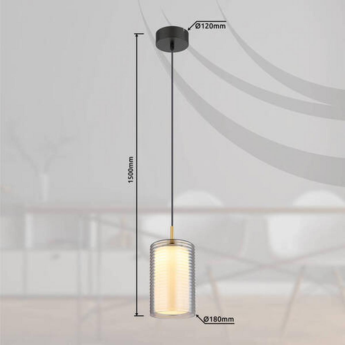 SUSPENSION LED 15740 - Messingfarben/Schwarz, Design, Glas/Metall (18/150cm) - Globo
