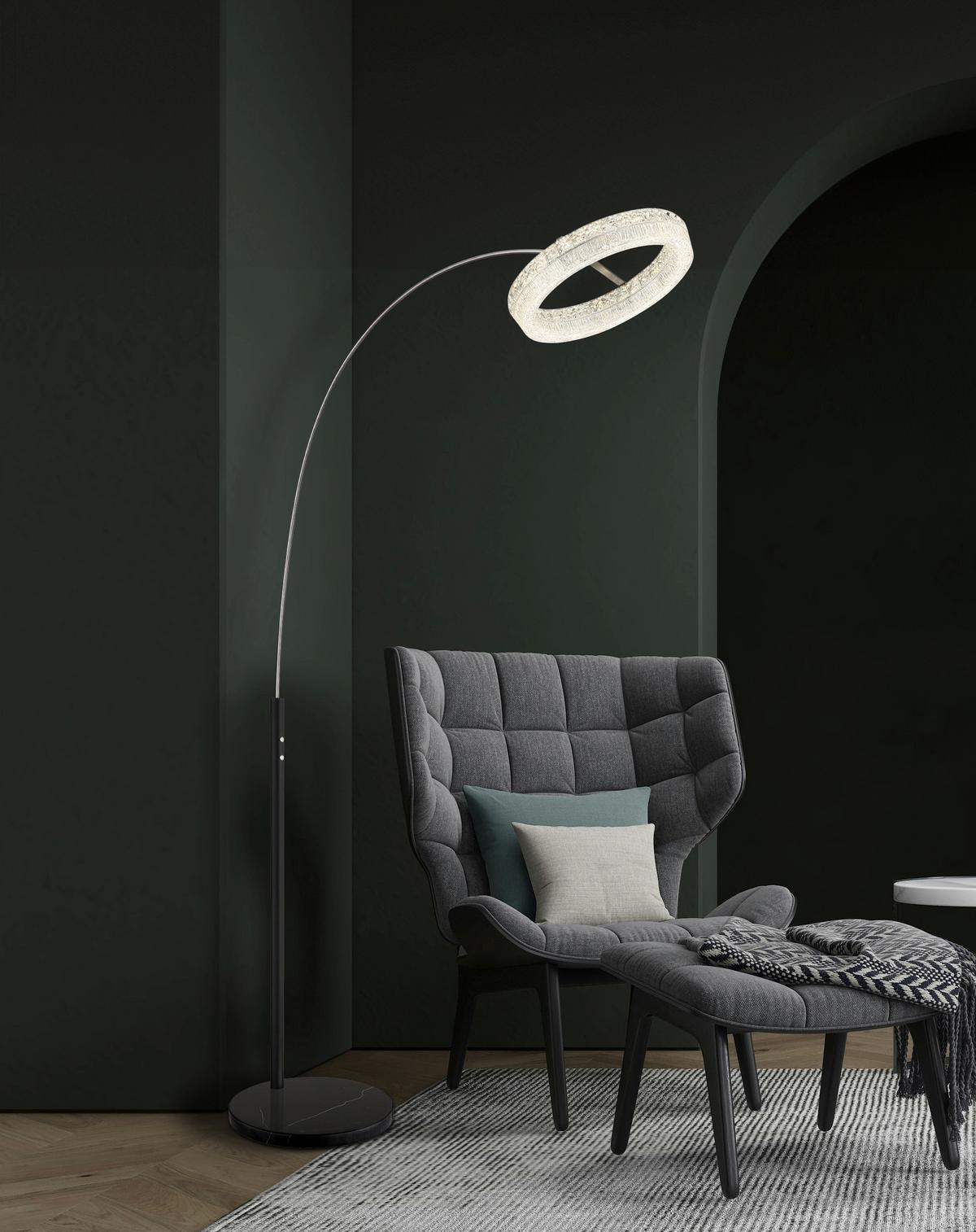 Led Podna Svjetiljka Laurel - prozirno/crna, Design, staklo/metal (92,5/40/190cm) - Globo