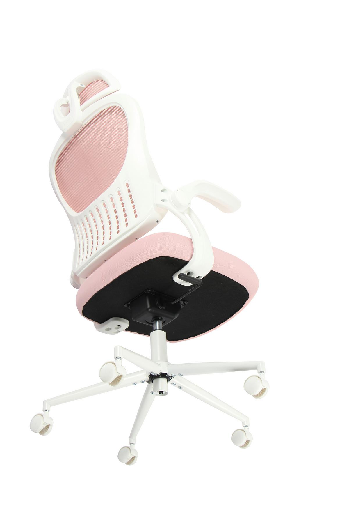 DREHSTUHL POLLY - Weiss/Pink, Modern, Kunststoff/Textil (68/116-133/64cm) - Mömax