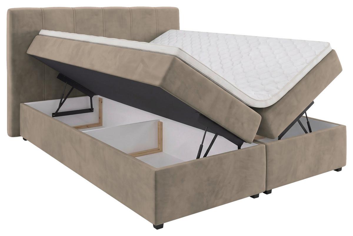 Boxbett Dana Graubraun ca. 140x200cm - Graubraun/Schwarz, Kunststoff/Textil (140/200cm) - Based