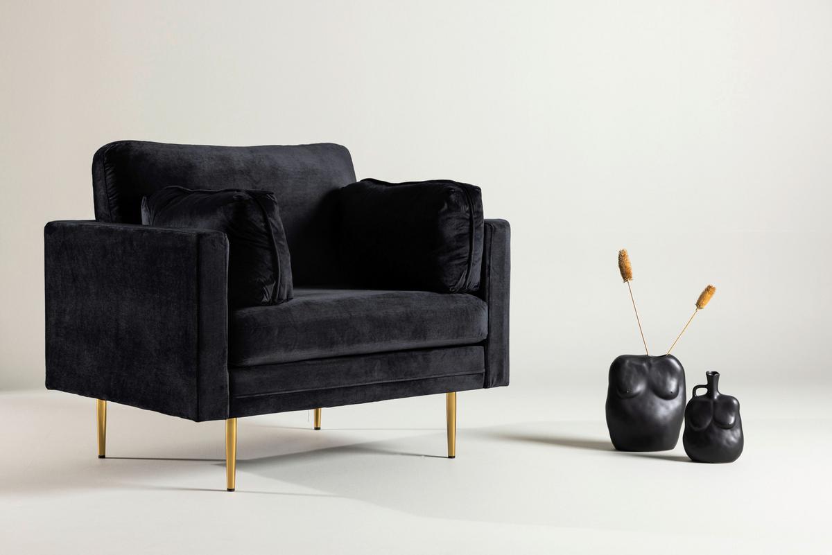 Sessel Boom ca. 110x84x86 cm Schwarz - Hellbraun/Schwarz, Design, Textil/Metall (110/84/86cm) - Livetastic