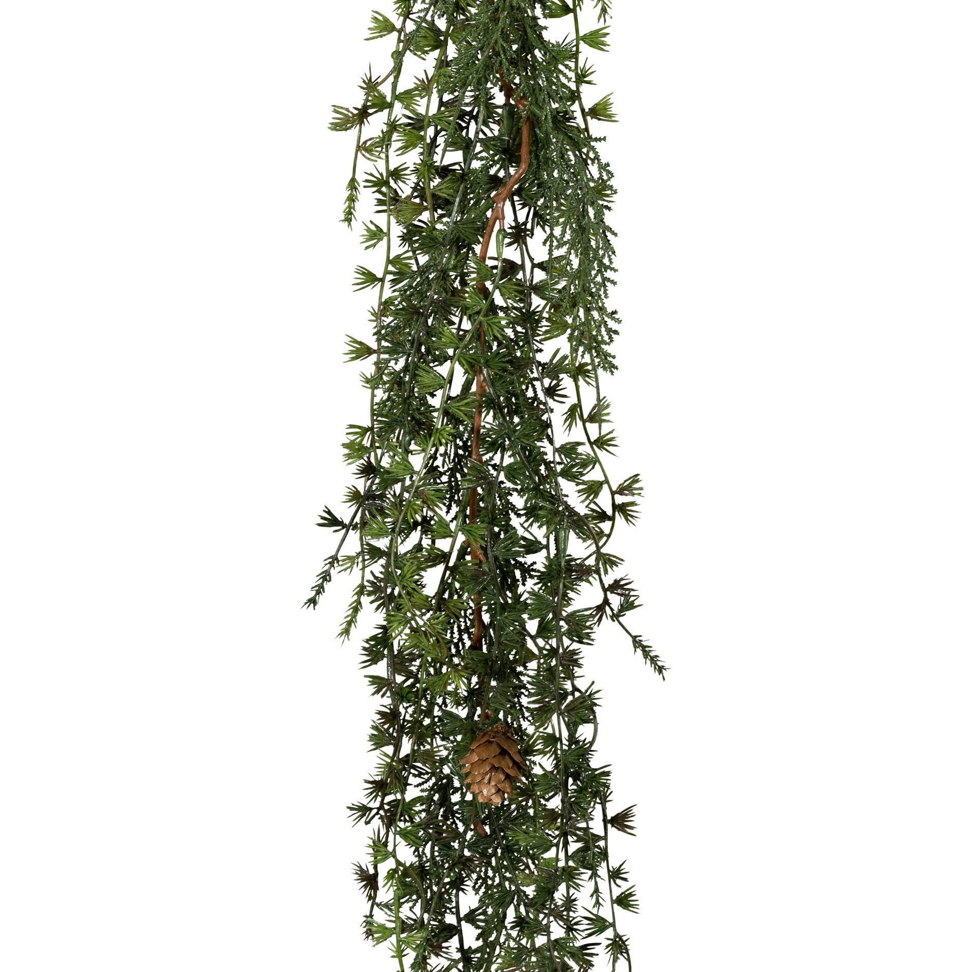 Kunstpflanze Lärchenranke Grün - Grün, Basics, Kunststoff (125cm)