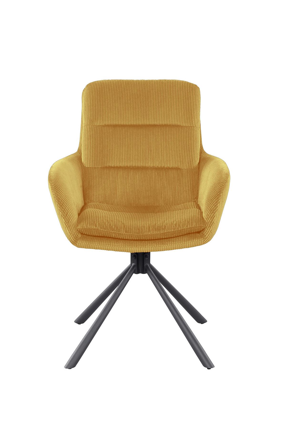 Naslanjač Cord, Zlata, Vrtljiv - zlate barve/črna, Moderno, kovina/tekstil (60/89/64cm) - Livetastic