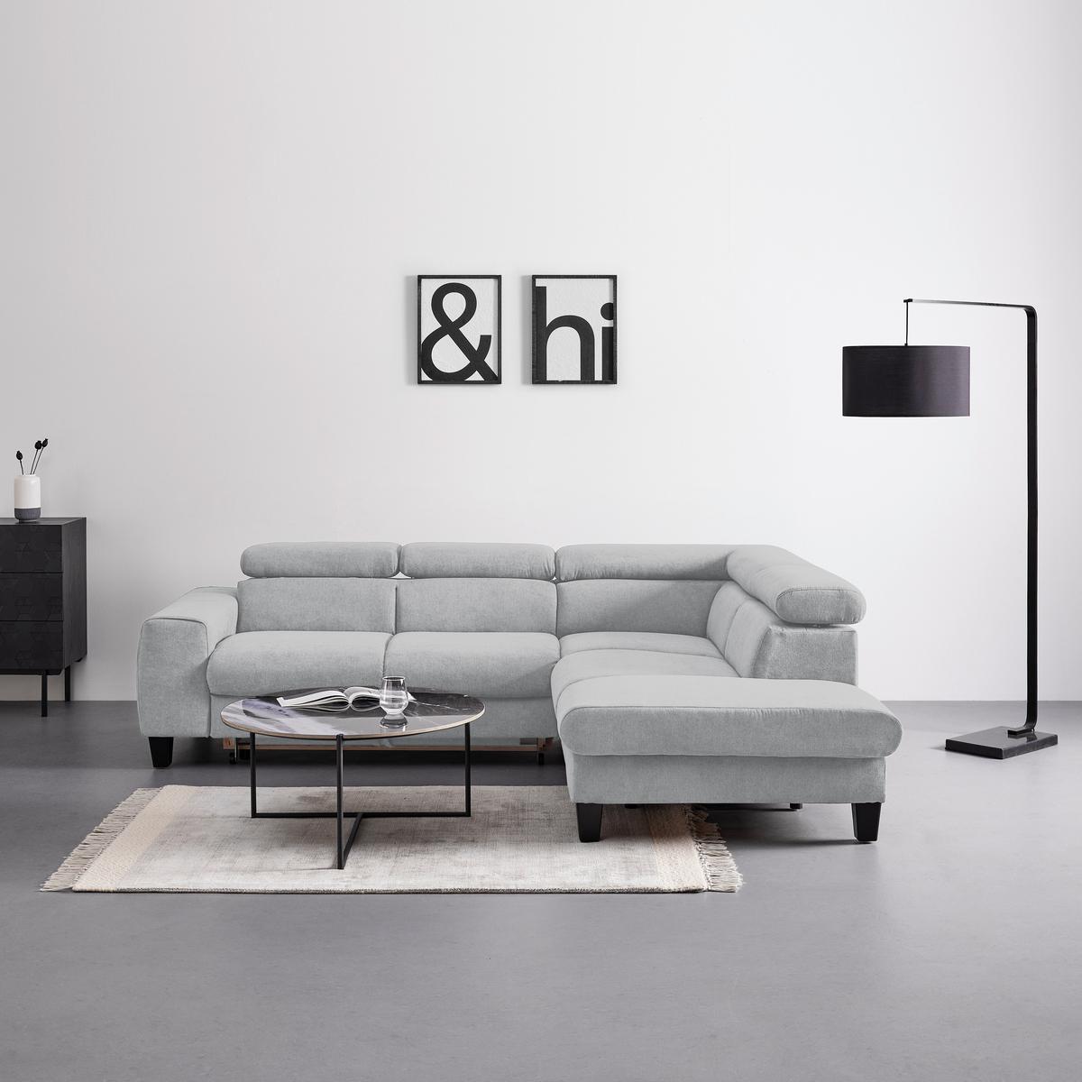 Sedežna Garnitura Malibu, Z Ležiščem - svetlo siva, Moderno, tekstil/les (249/88/207cm) - Bessagi Home