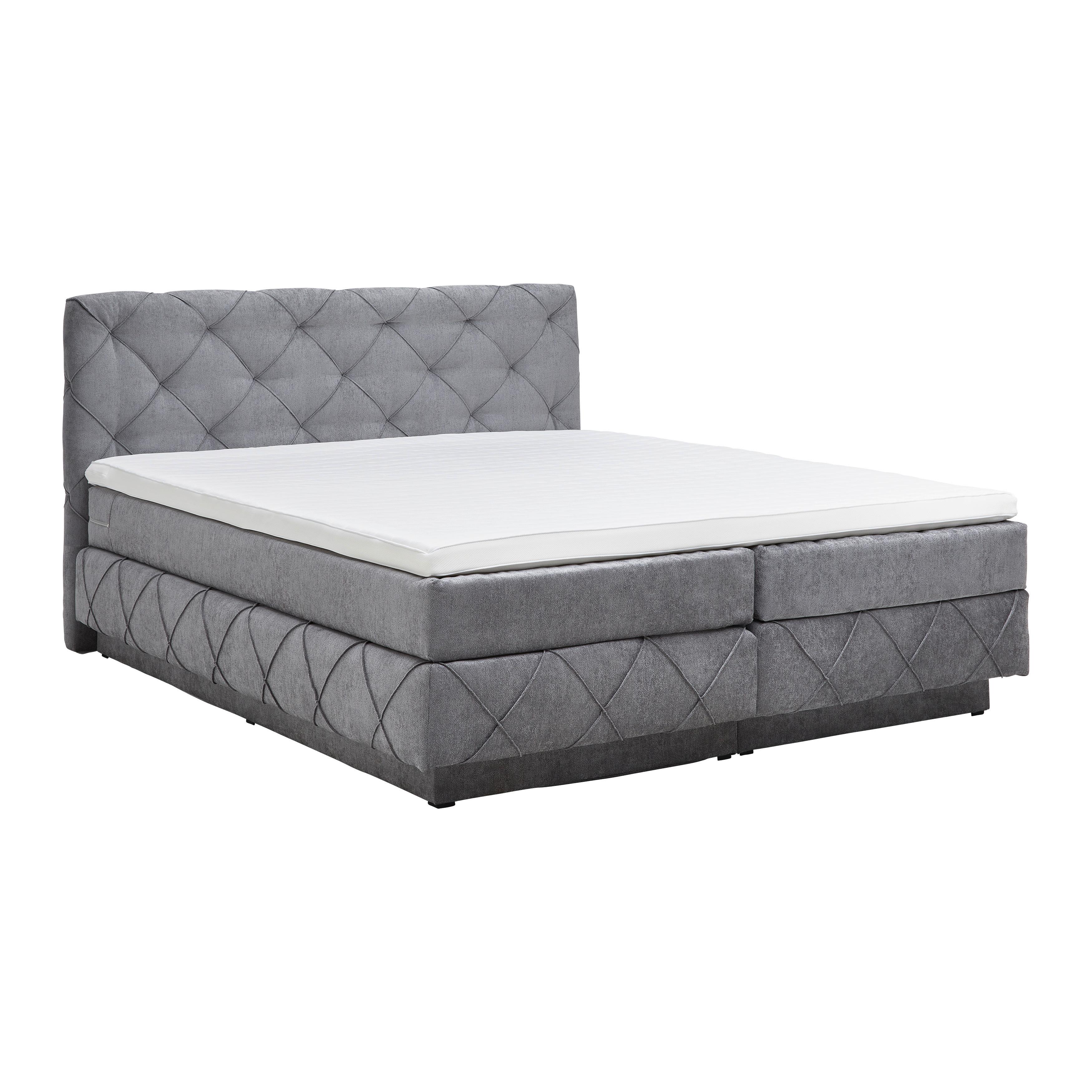 Postelja Boxspring Cordoba, Siva, 180x200 - siva/črna, Konvencionalno, umetna masa/tekstil (180/200cm) - Premium Living