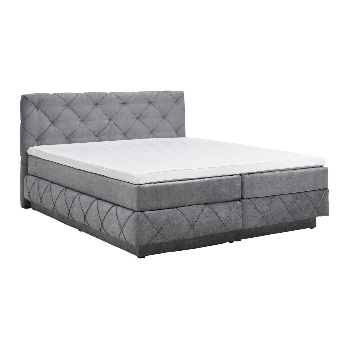 Boxspringbett Cordoba Grau ca. 160x200cm - Schwarz/Grau, KONVENTIONELL, Holz/Holzwerkstoff (160/200cm) - Premium Living