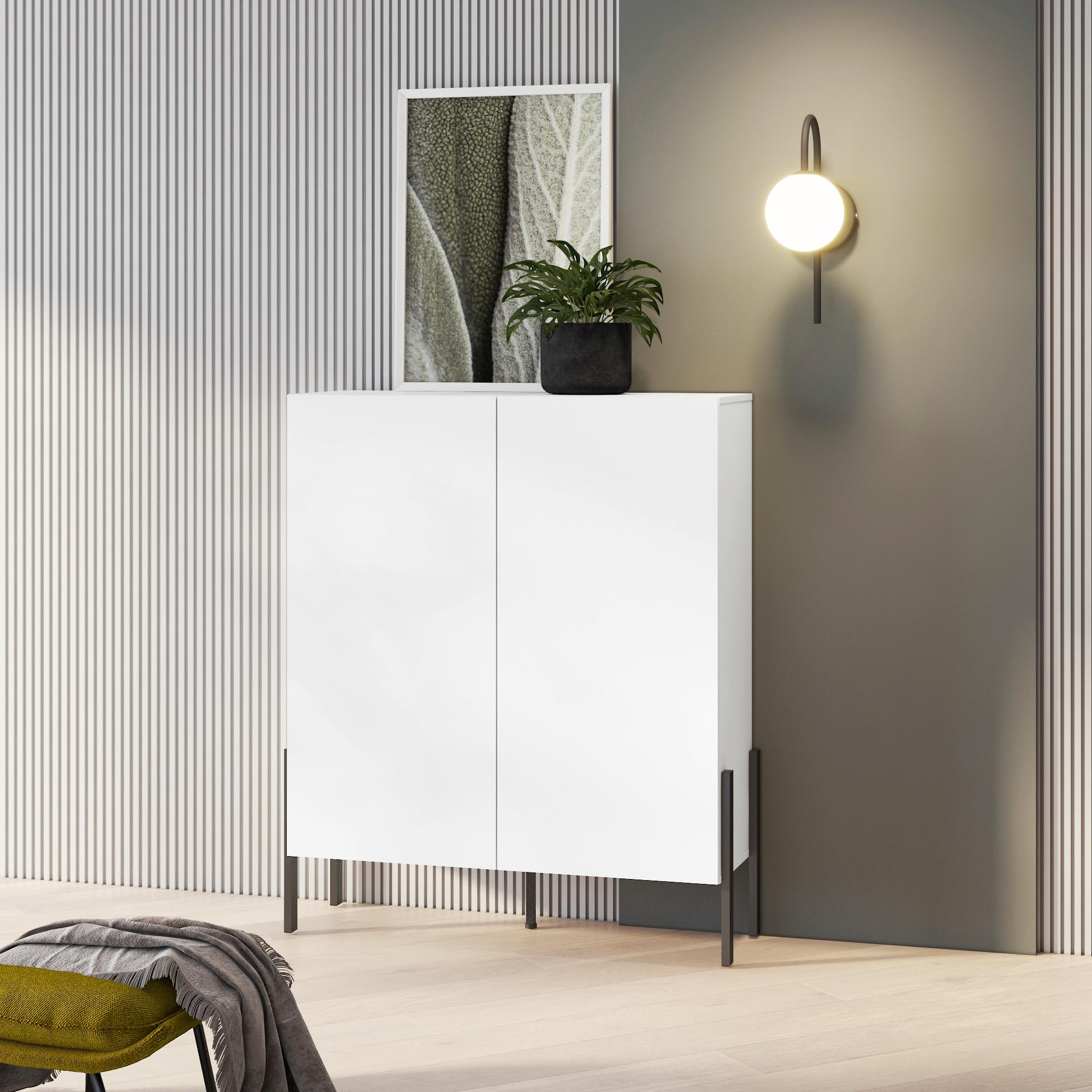 Komód Jukon - fehér, Modern, faalapú anyag (114/135/40cm)
