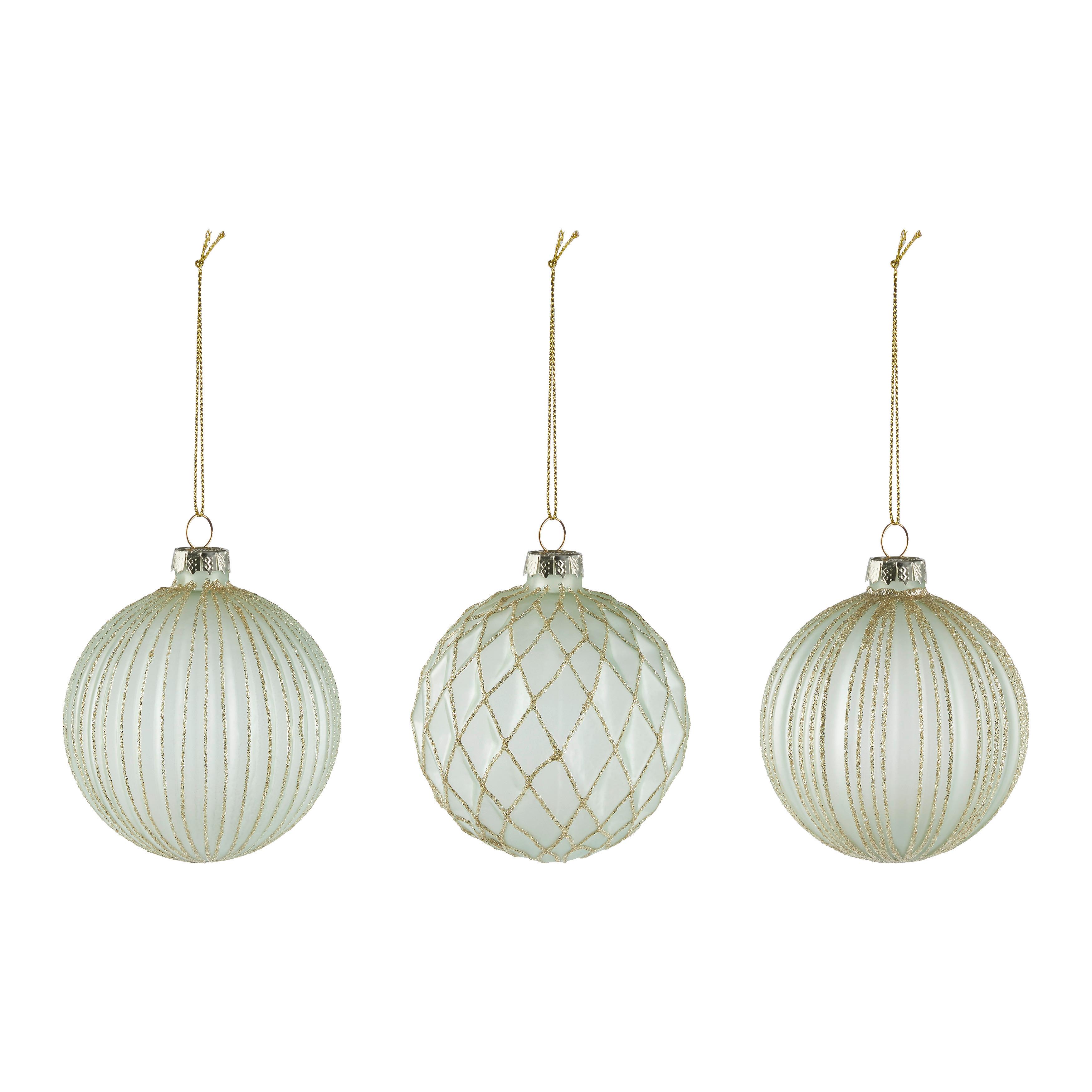 Set de globuri de Crăciun Miracle - verde, sticlă/metal (8cm) - Modern Living