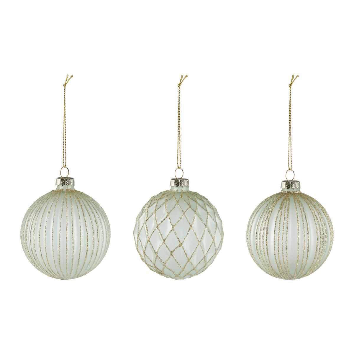 Karácsonyfagömbszett Miracle - zöld, Üveg/textil (8cm) - Modern Living
