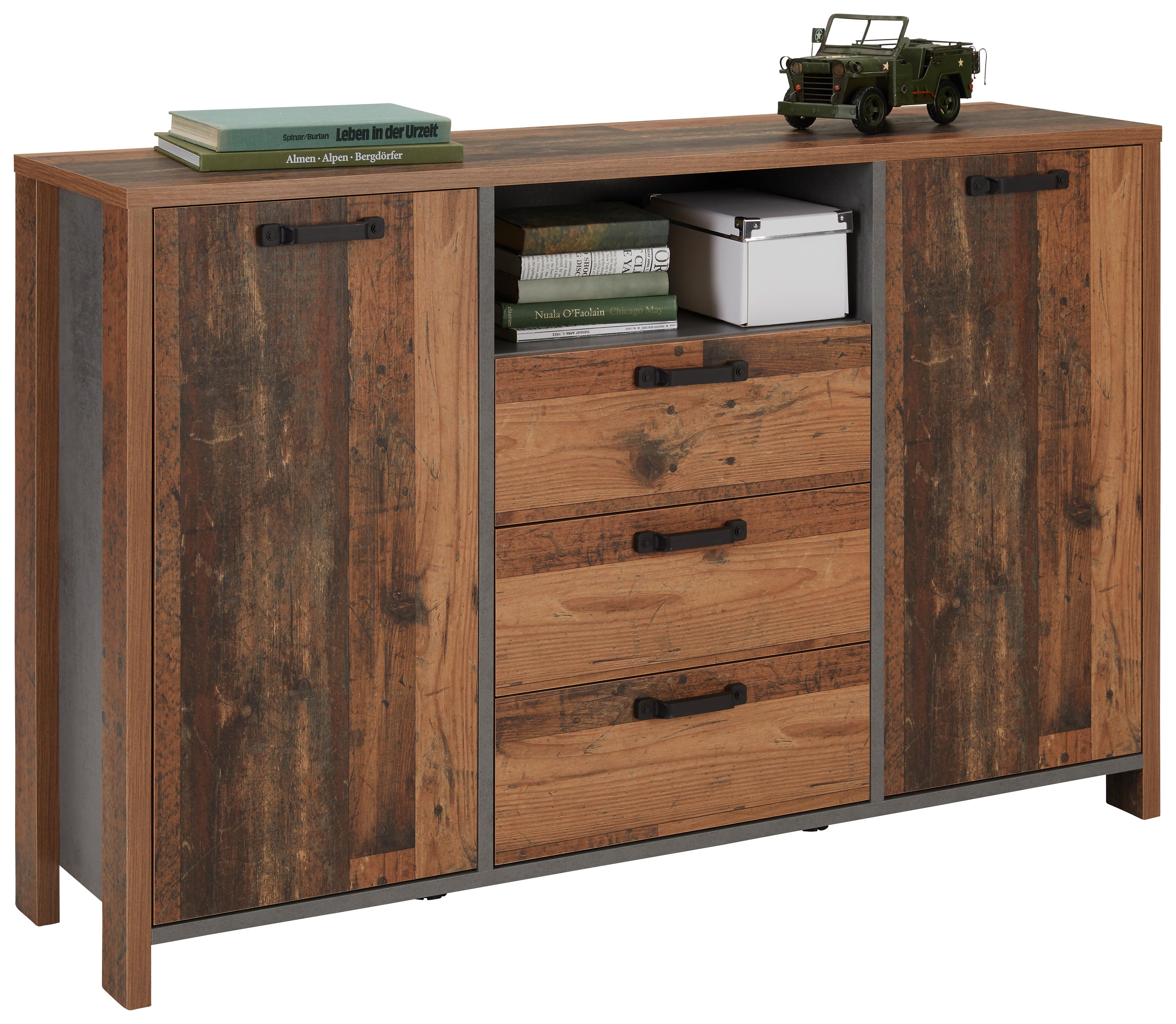 Kommode in Eichefarben/Anthrazit - Eichefarben/Anthrazit, MODERN, Holzwerkstoff/Kunststoff (140/93/38cm) - Modern Living