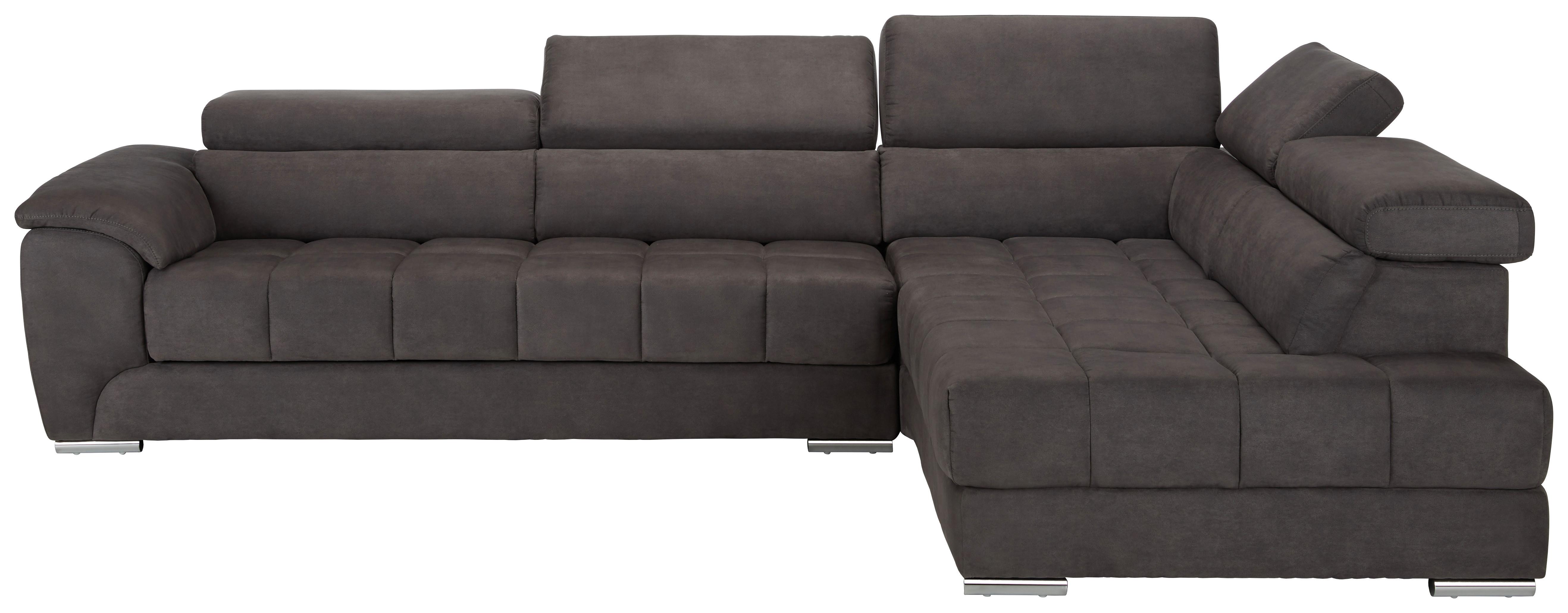 Ecksofa in Dunkelgrau - Dunkelgrau, Modern, Textil/Metall (299/72-91/212cm) - Modern Living