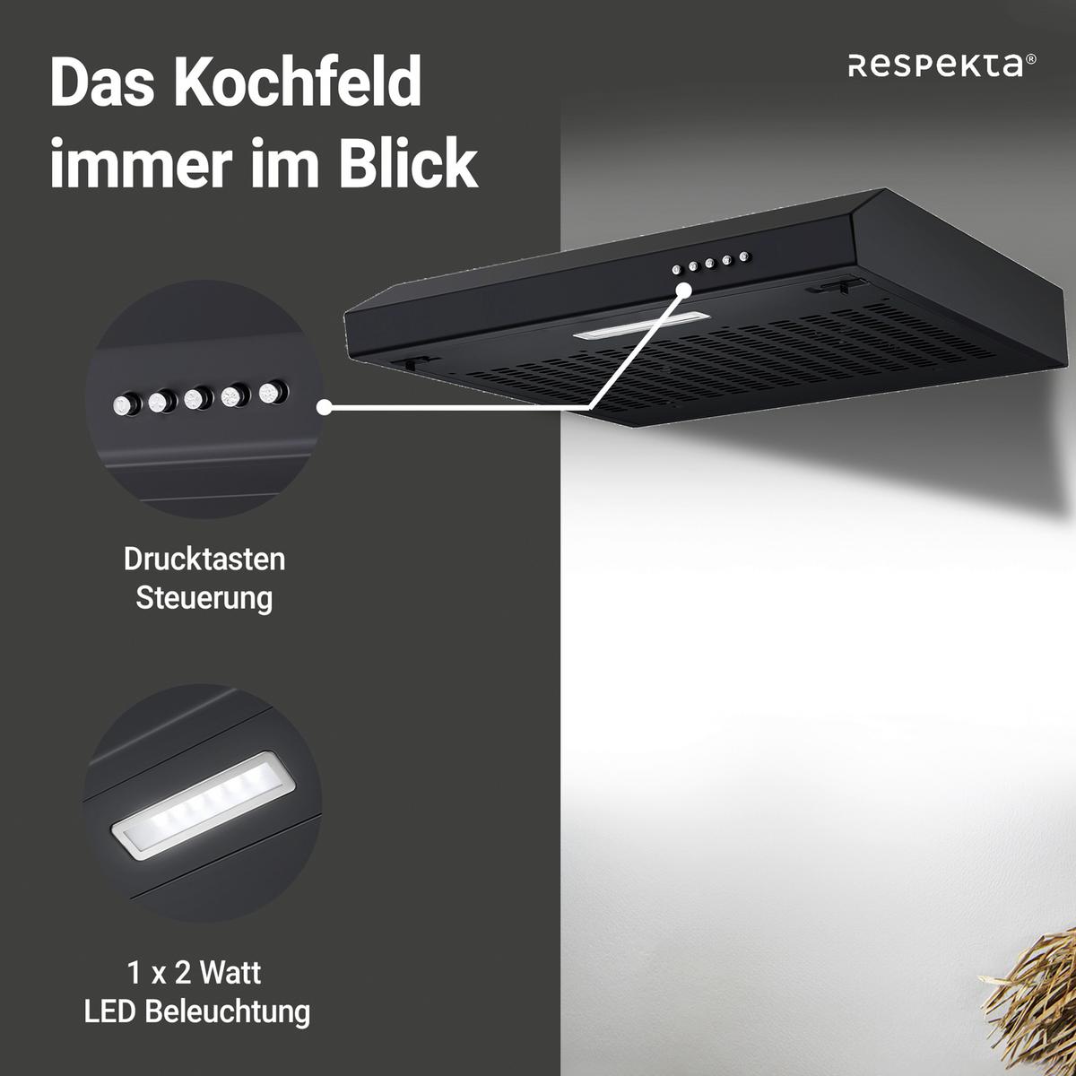 Dunstabzugshaube CH600SC-19 Schwarz - Schwarz, Trend, Metall (60/8/46,5cm) - Respekta