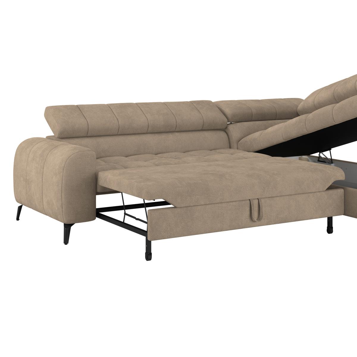 Kutna Garnitura Volf - bež/crna, Trend, tekstil/metal (261/203cm)
