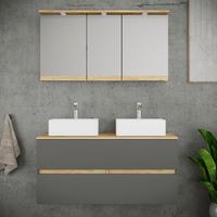 Badezimmer Cosila - Honigeiche/Weiss, Trend, Keramik/Holzwerkstoff (111cm) - MID.YOU