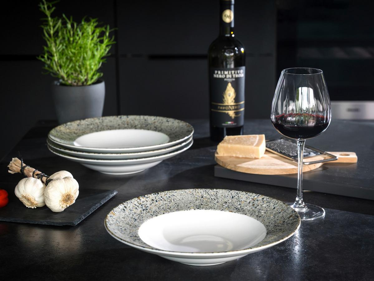 Set Krožnikov Za Testenine Stone Genua, 4-Delni - siva/črna, Basics, keramika (27cm) - Creatable