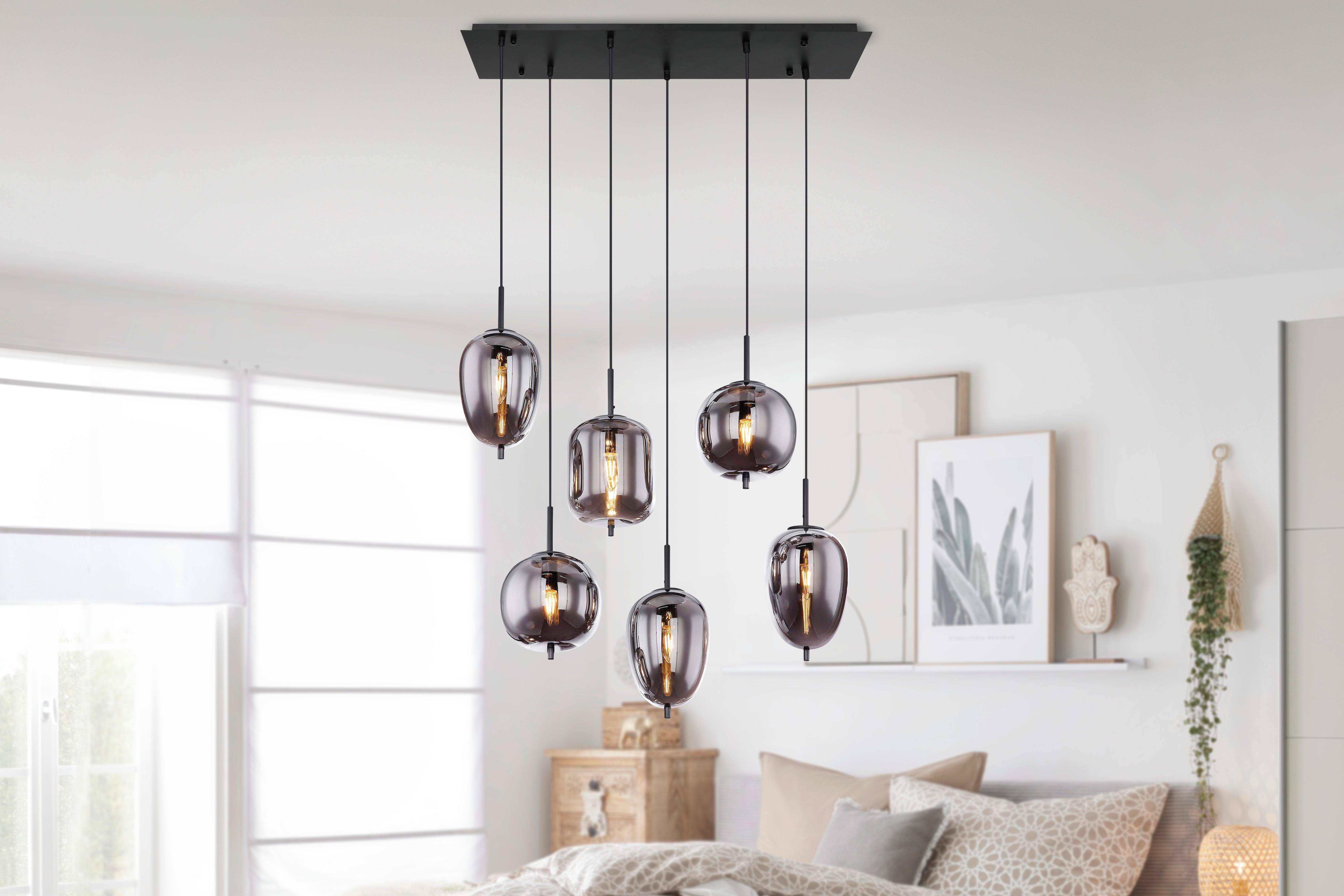 Hängeleuchte Jeanette max. 40 Watt - Schwarz, MODERN, Glas/Metall (80/34/120cm) - Premium Living