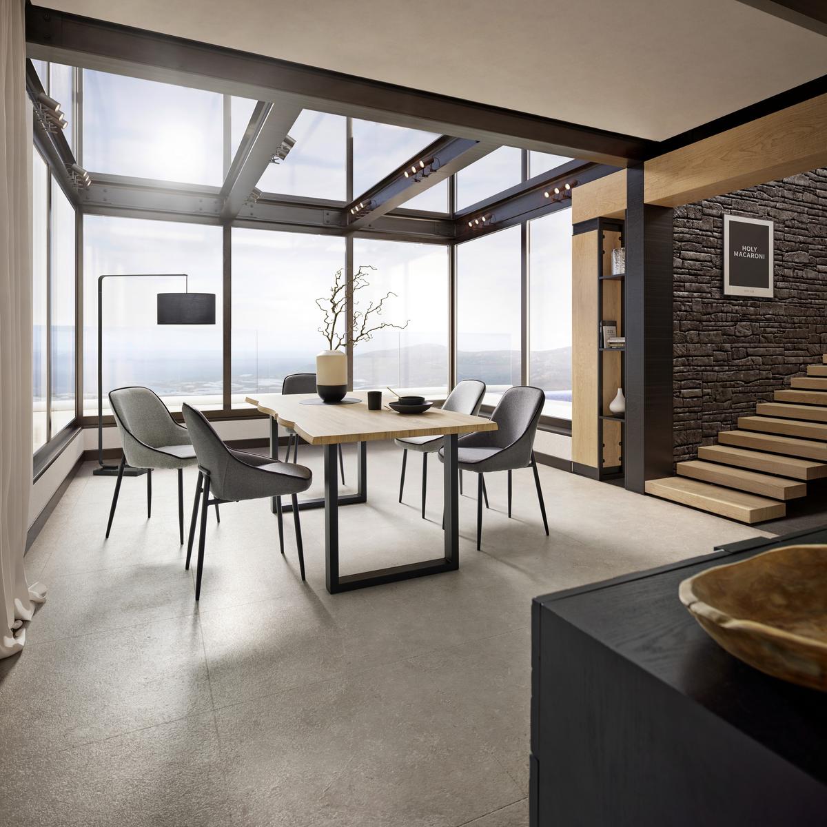 KRZESŁO JANA - ciemnoszary/czarny, Modern, metal/tkanina (50/84,5/59cm) - Bessagi Home