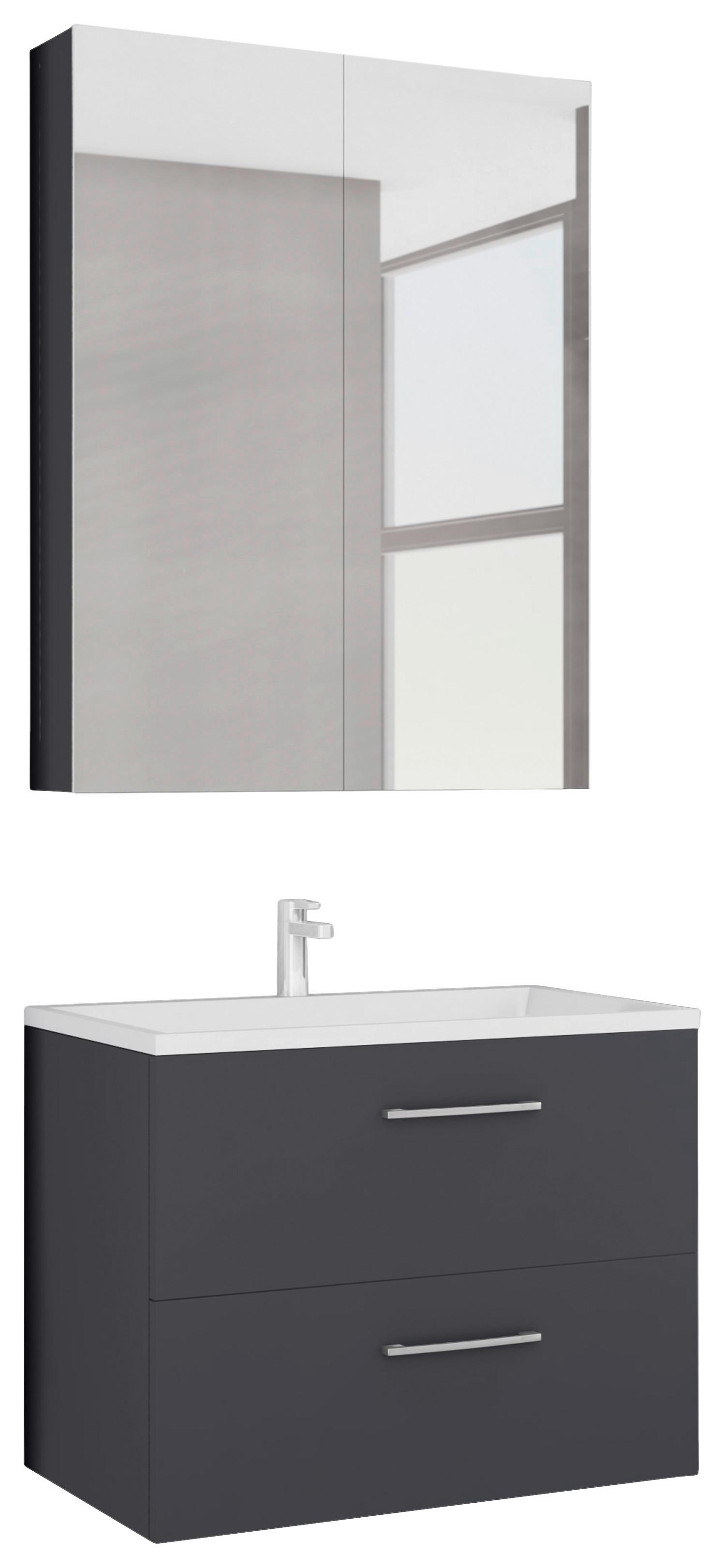 Mobilier de baie Nataly - antracit, Modern, material pe bază de lemn (60/118/44cm)