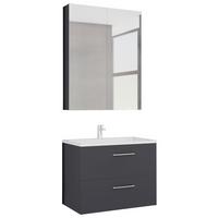 Mobilier de baie Nataly - antracit, Modern, material pe bază de lemn (60/118/44cm)