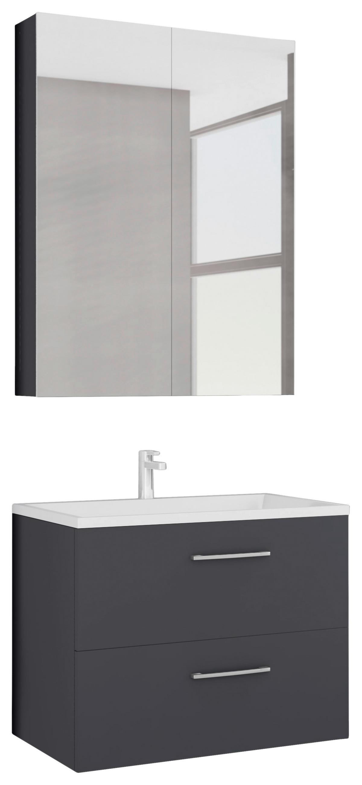 Mobilier de baie Nataly - antracit, Modern, material pe bază de lemn (60/118/44cm)