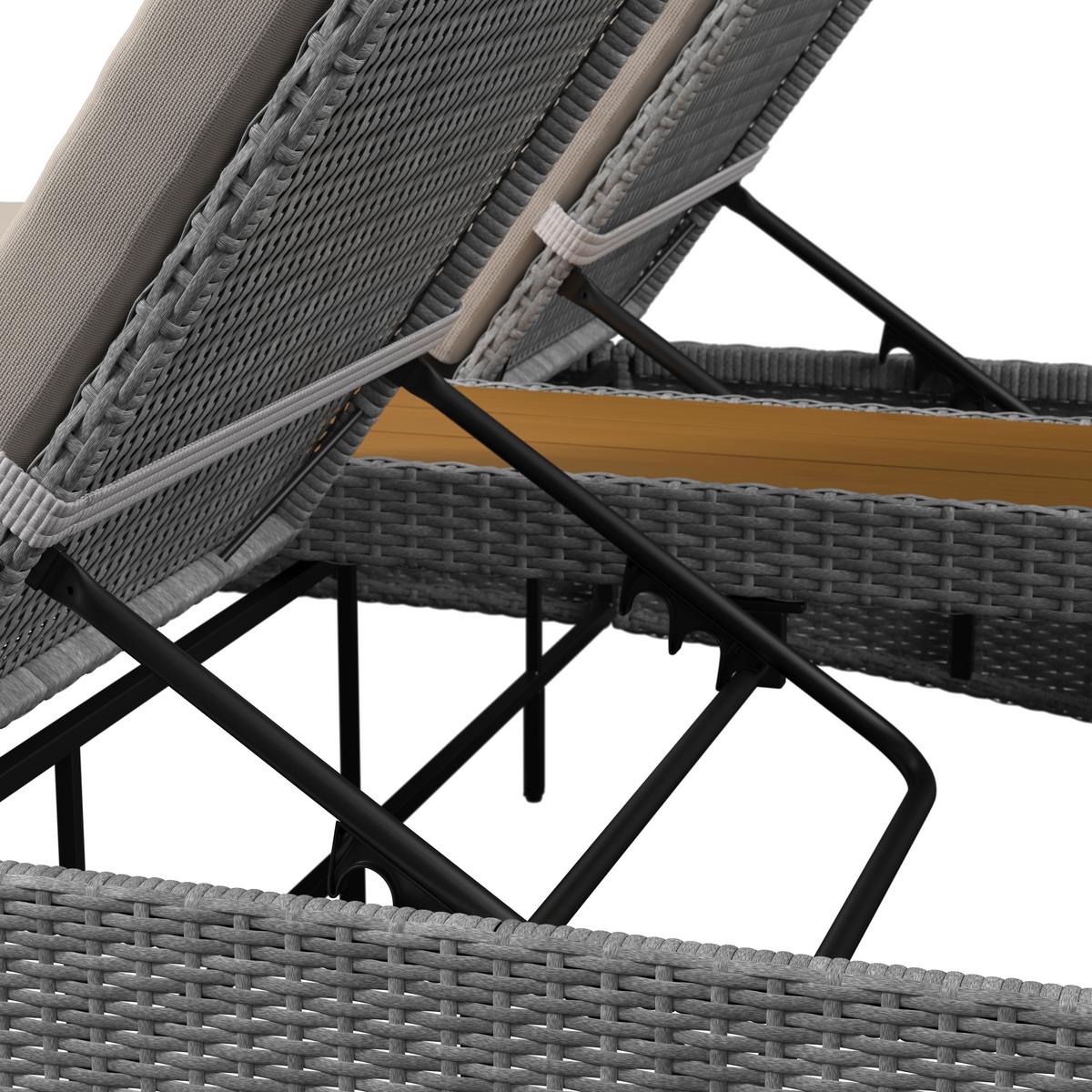 Gartenliege Monero Creme Holz/Metall/Kunststoff - Creme, MODERN, Holz/Kunststoff (203/155/150cm) - Bessagi Garden