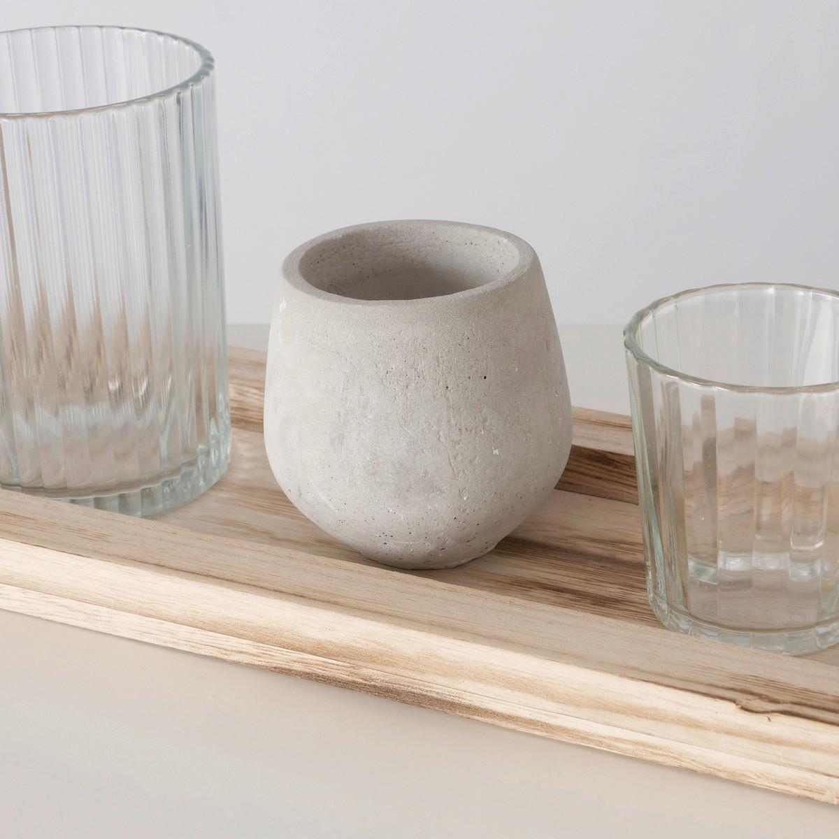 Dekor Tálca Nola Ii - natúr színű/szürke, Basics, kő/Üveg (42/14/11cm) - Modern Living