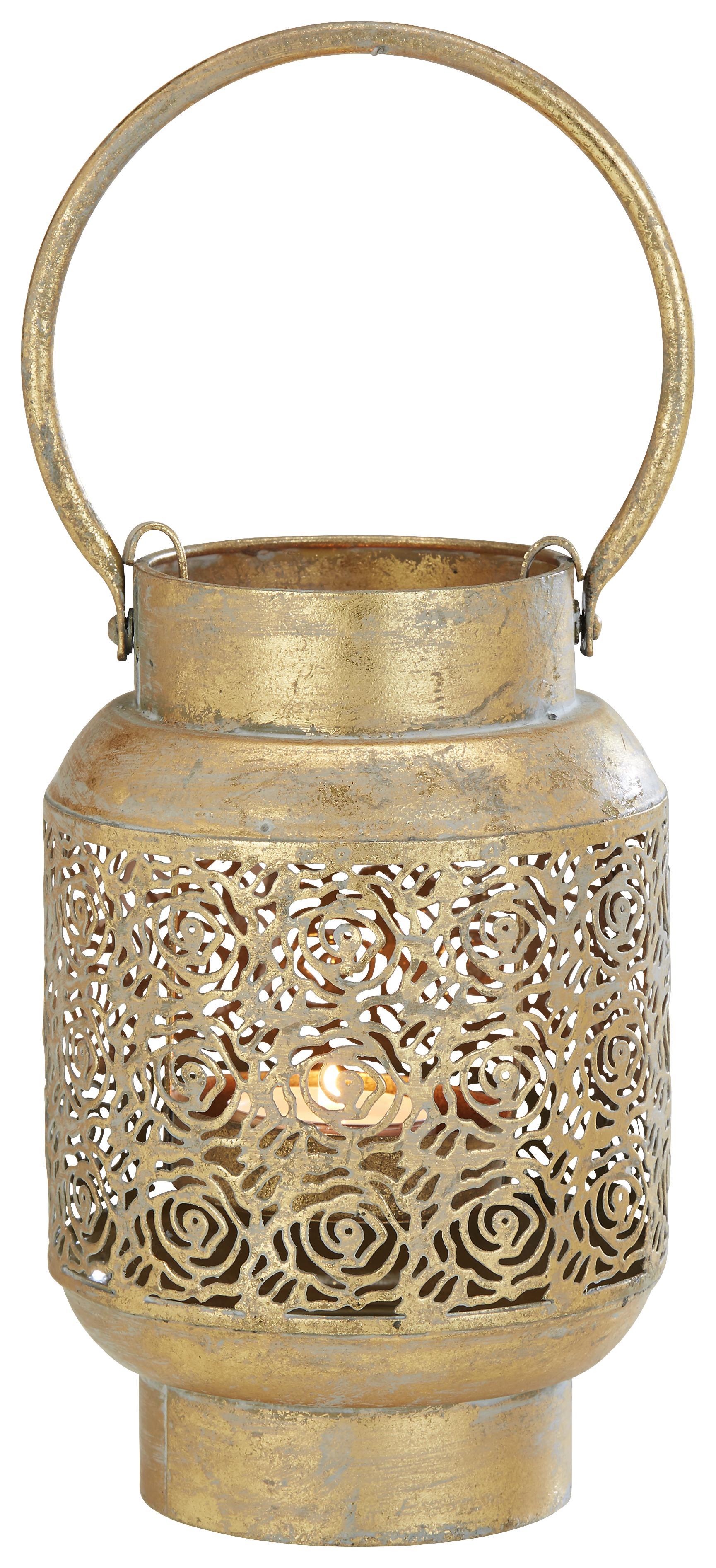 Laterne Salvatore Goldfarben - Goldfarben, ROMANTIK / LANDHAUS, Metall (12/27/12cm)