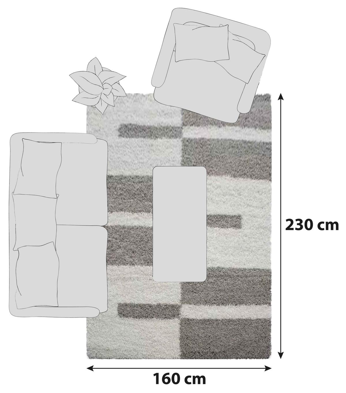 Hochflorteppich Gala Beige ca. 160x230cm - Beige, Design, Textil (160/230cm) - Novel