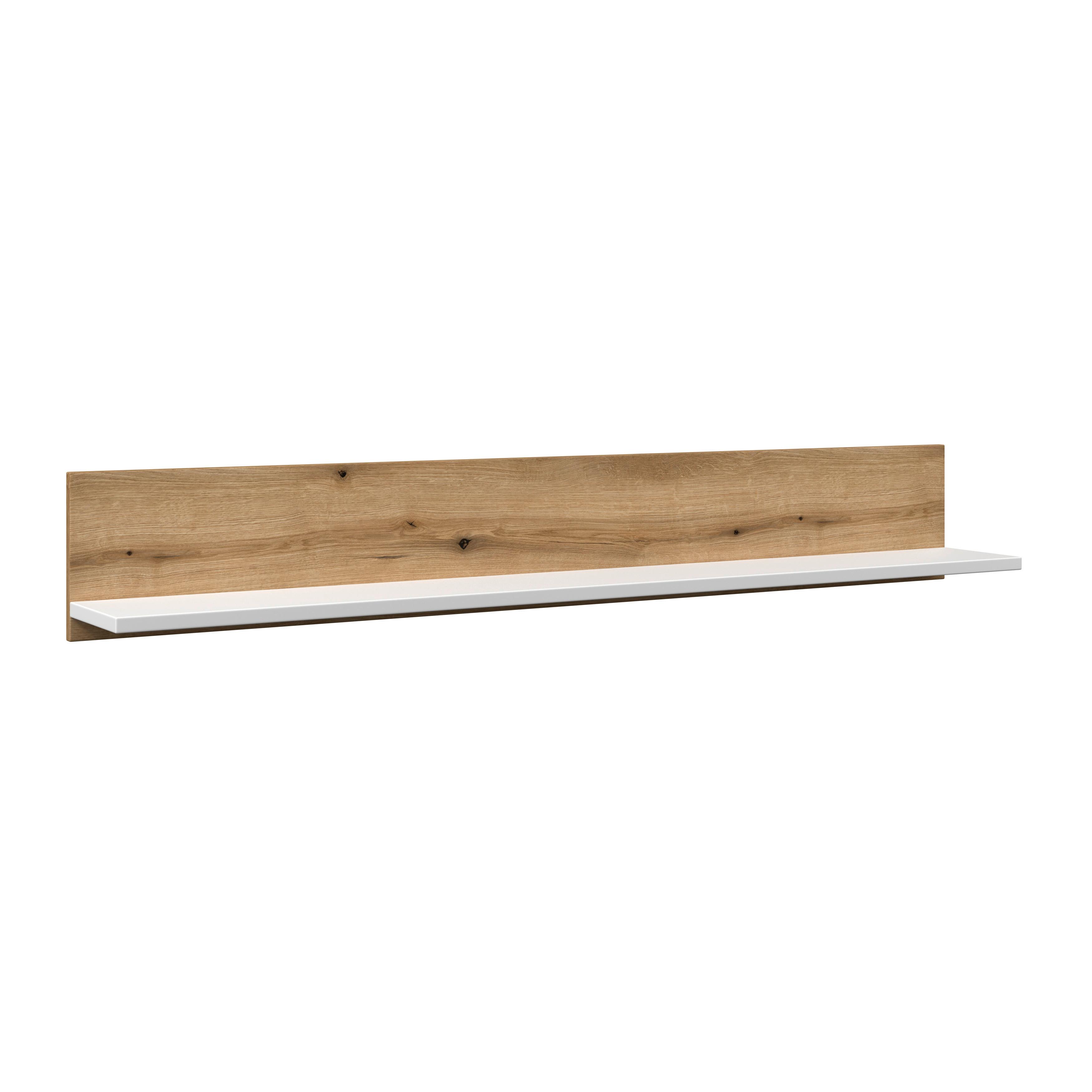 Zidna Polica Calabria - bijela/boje hrasta, Trend, drvni materijal (160/24/21,6cm) - Modern Living