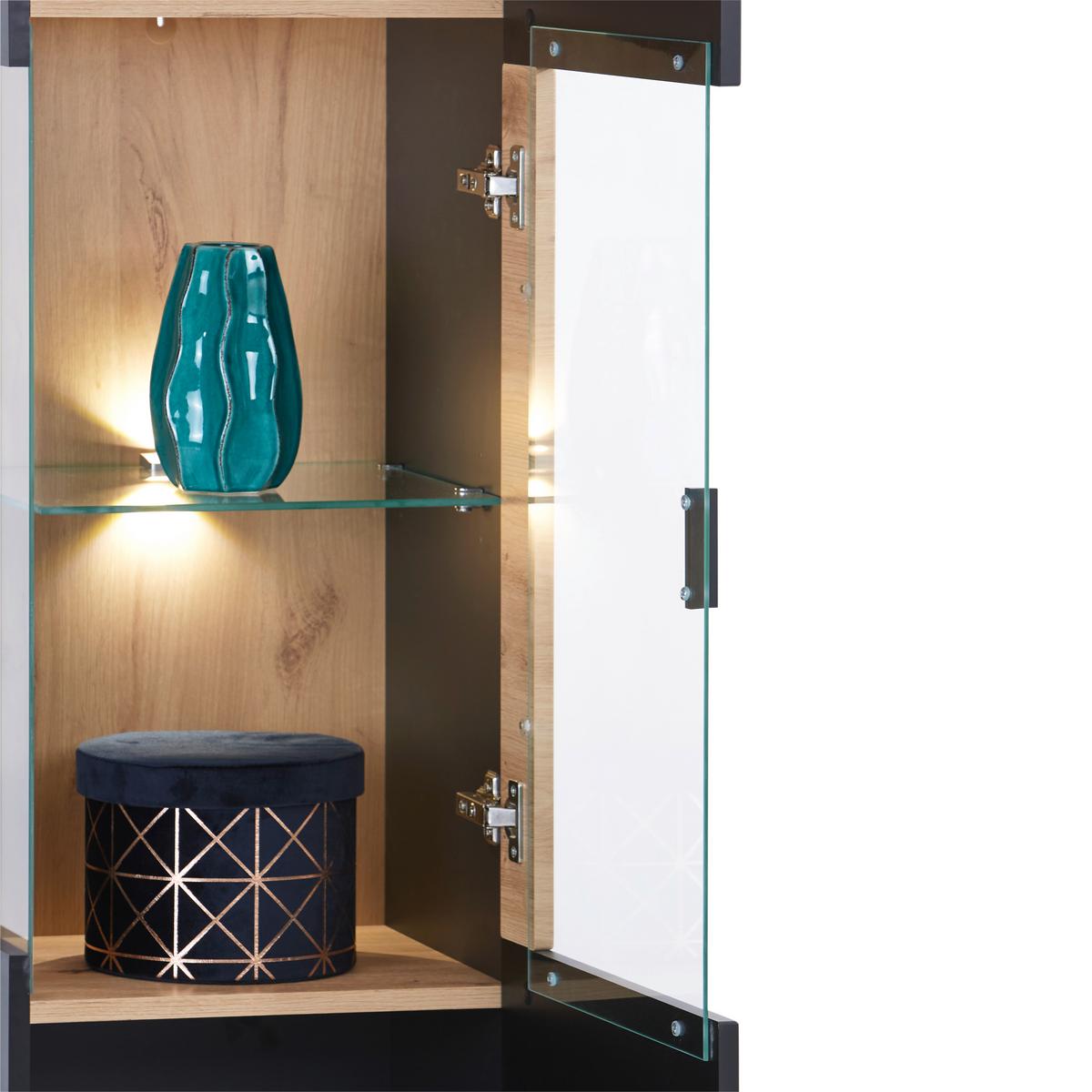 Vitrină suspendată Denver - culoare lemn stejar, Modern, material pe bază de lemn (40/135/33,6cm)