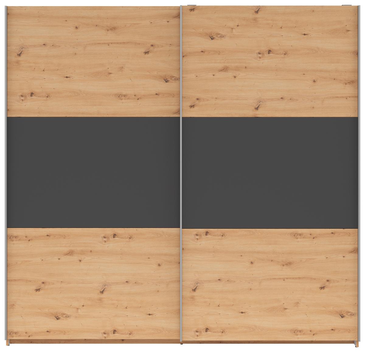 Omara Z Drsnimi Vrati Saturn, Hrast, Barva Grafita - srebrne barve/barve grafita, Konvencionalno, kovina/leseni material (218/210/59cm) - Mömax