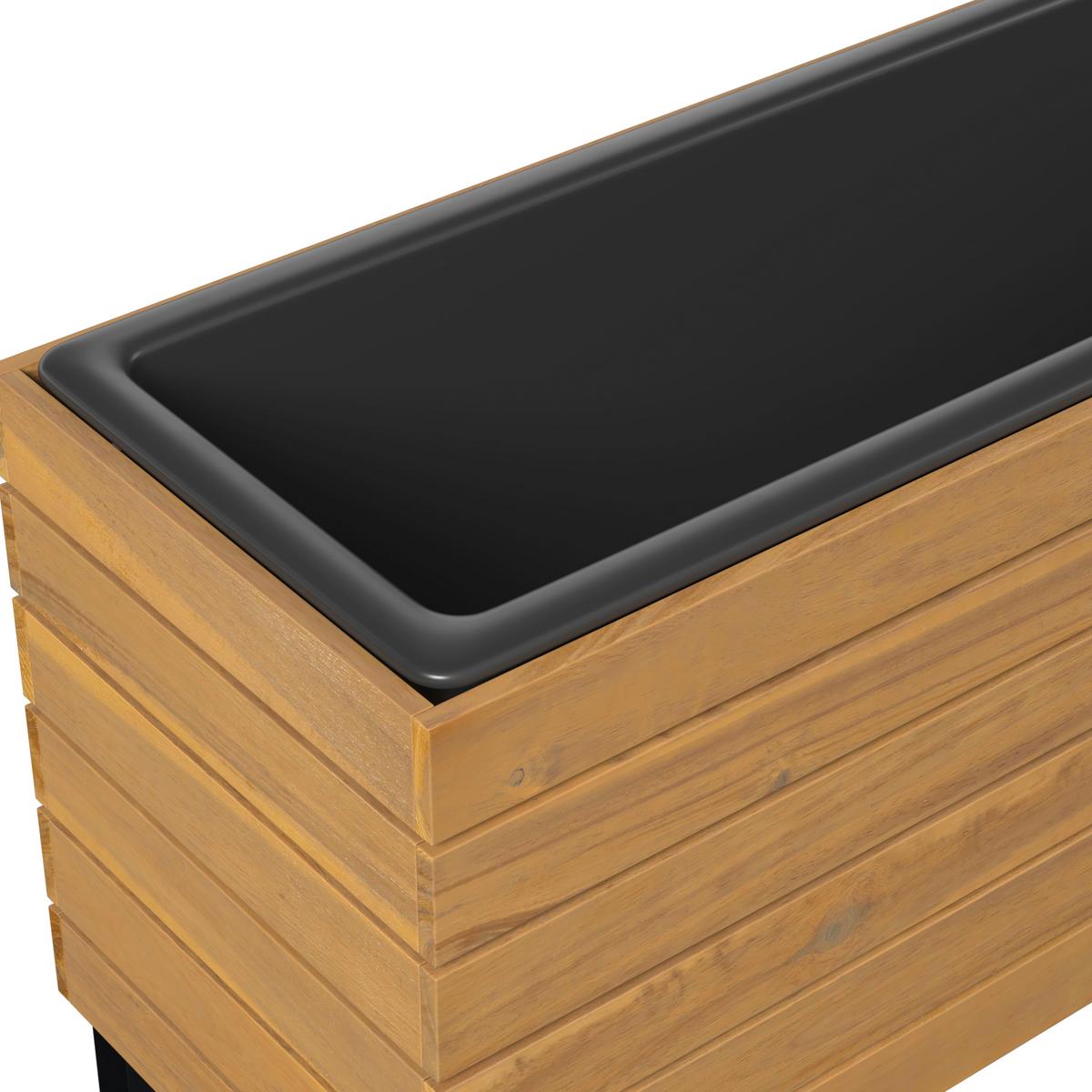 Hochbeet Marlo Echtholz massiv ca. 69x41x26 cm - Schwarz/Akaziefarben, MODERN, Holz/Kunststoff (69/41/26cm) - Bessagi Garden