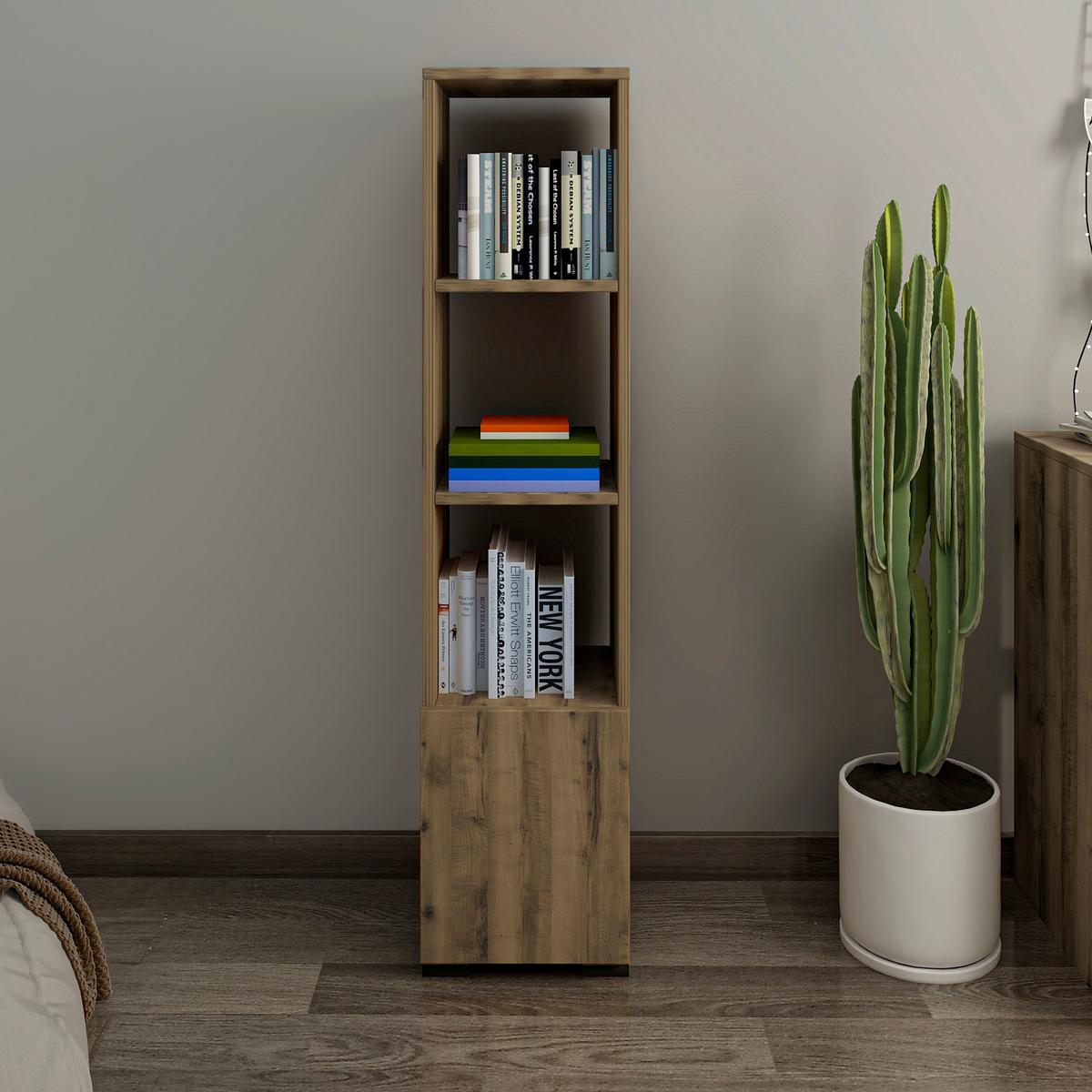 BÜCHERWAND KUZEY BÜCHEREGAL - Nussbaumfarben, Design, Holzwerkstoff (31/136/30cm) - Livetastic