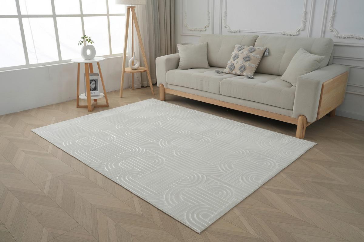 Flachwebeteppich Calma 125 Weiss 200 X 290 Cm - Silberfarben, Basics, Textil (200/290cm) - Kayoom