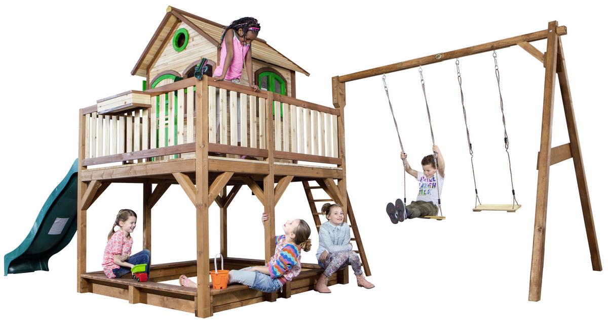 Spielhaus Axi Liam - Braun, Basics, Holz (588/305/270cm) - Ambia Garden
