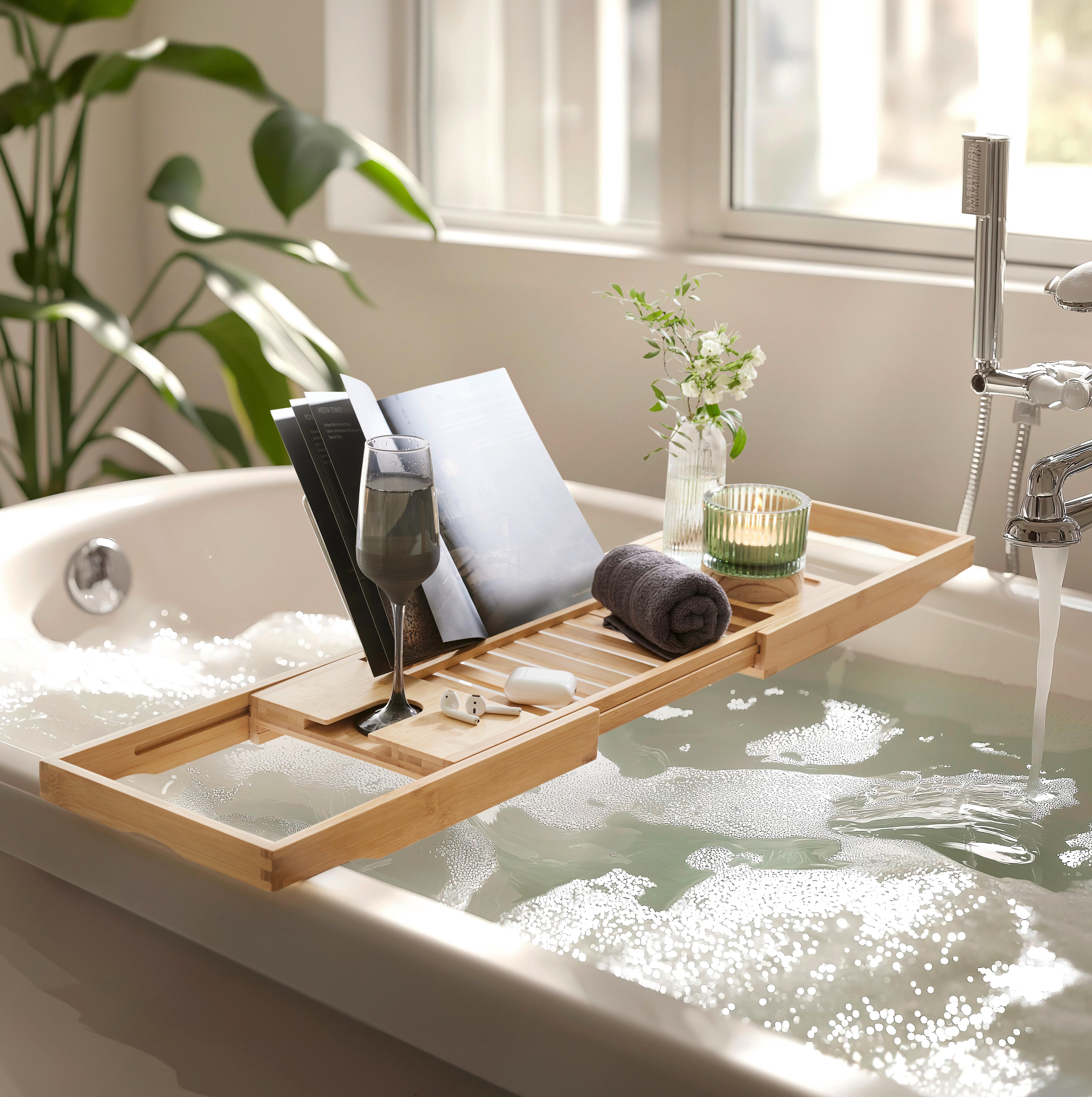 Polička Za Kopalno Kad Betty - naravne barve, Konvencionalno, kovina/naravni materiali (70-110/22/4cm) - Mömax