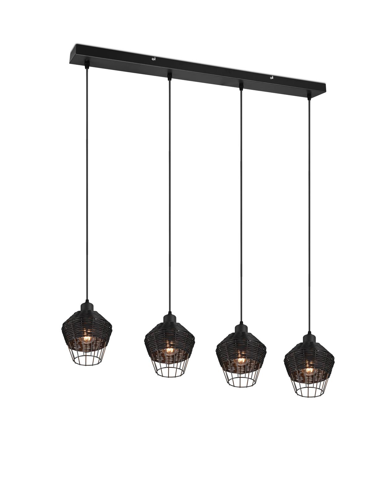 Pendelleuchte Borka Schwarz max. 40 Watt - Schwarz, ROMANTIK / LANDHAUS, Holz/Metall (95/150/17,5cm)