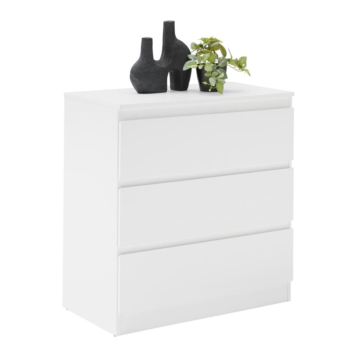 Komoda Mara - bijela/srebrne boje, Konvencionalno, drvni materijal/plastika (77/80/42cm) - Modern Living