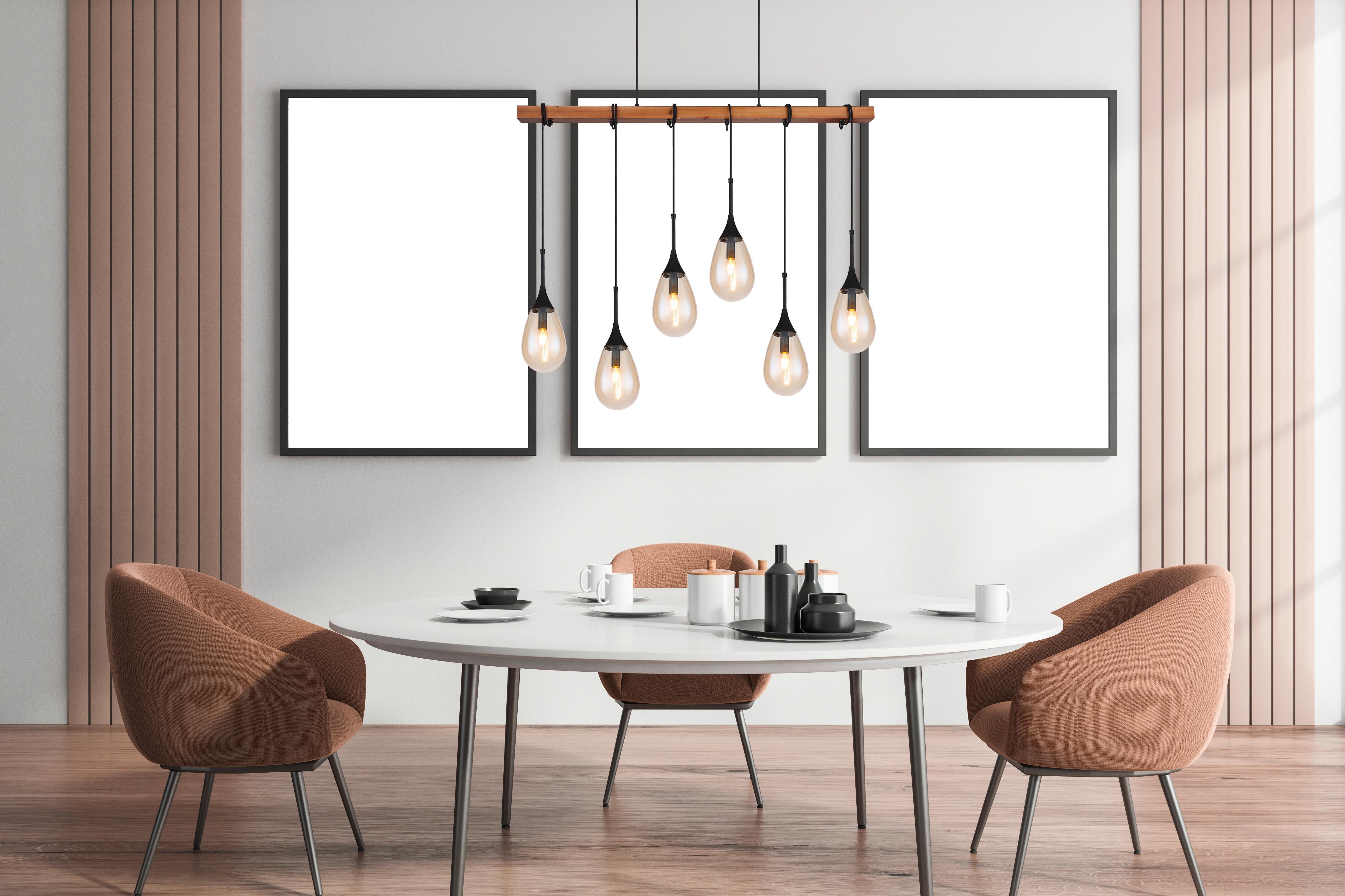 LAMPA WISZĄCA 15567-6 - czarny/brązowy, Natur, tworzywo sztuczne/metal (115/12/120cm) - Globo