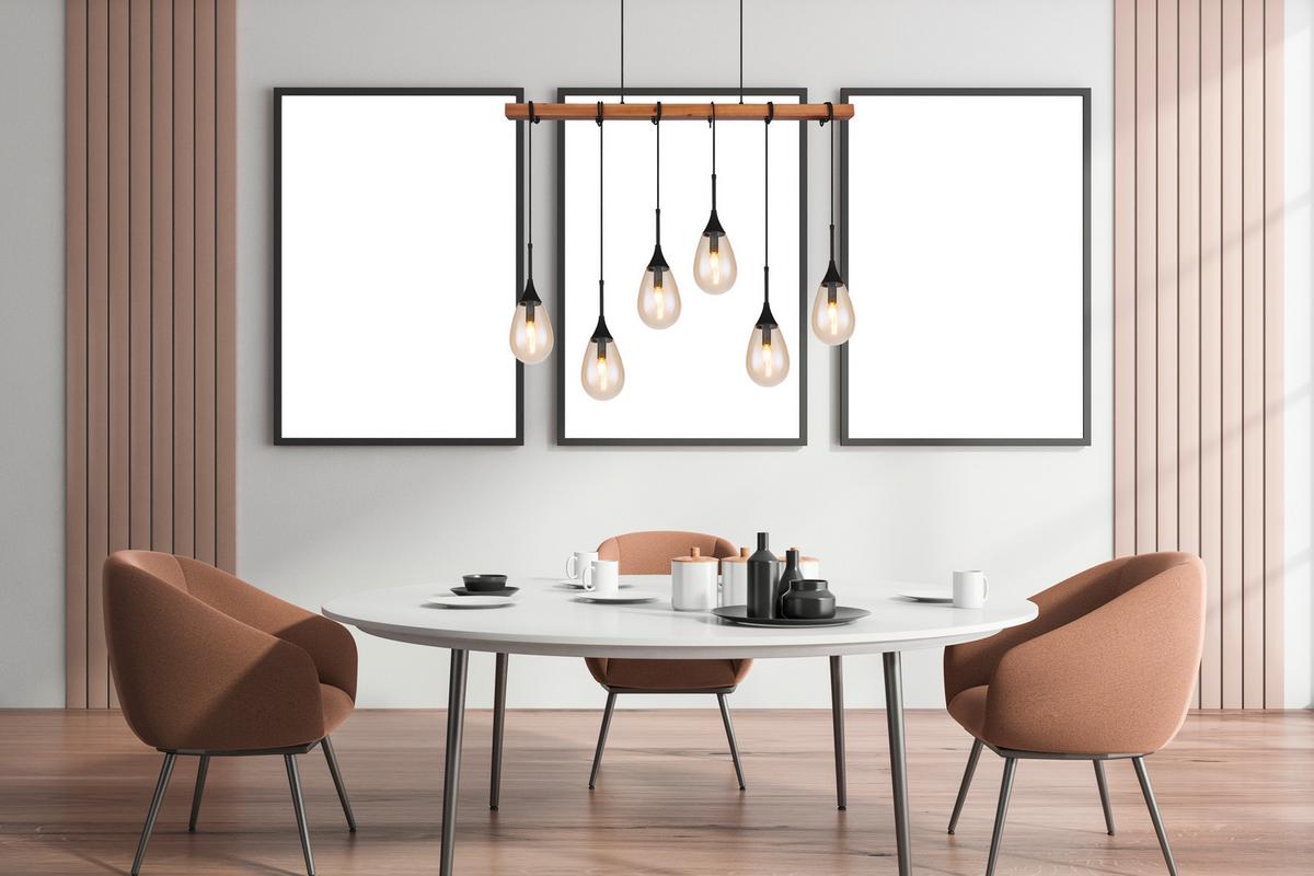 LAMPA WISZĄCA 15567-6 - czarny/brązowy, Natur, tworzywo sztuczne/metal (115/12/120cm) - Globo