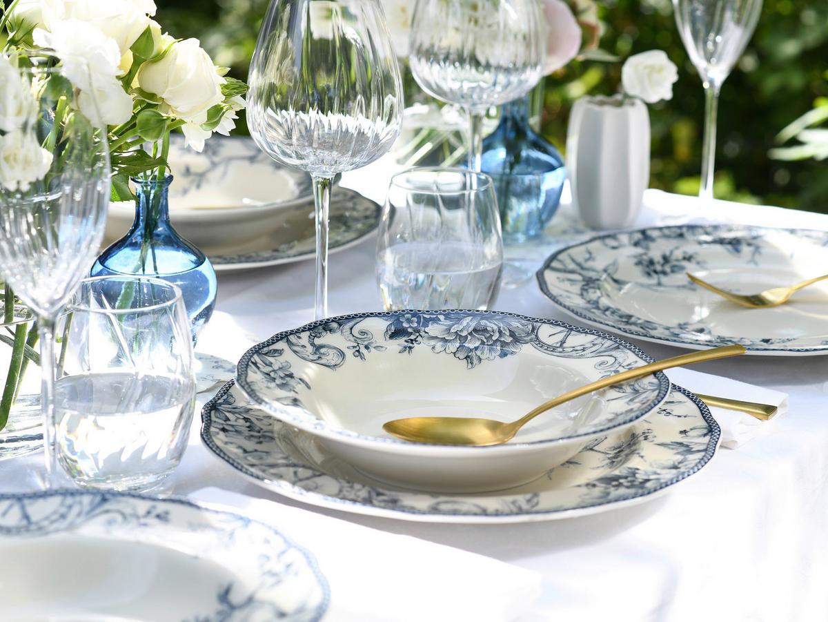 Serviciu de masă Adelaide 20/1 - albastru/alb, Basics, ceramică - Creatable
