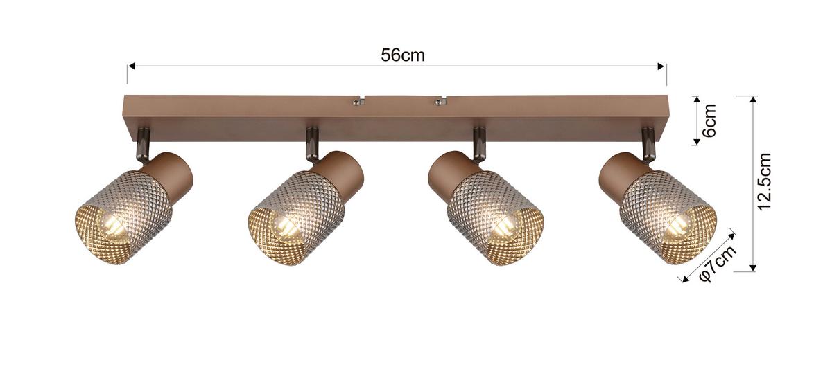 LAMPA SUFITOWA LARISSA - cappuccino, Design, metal/szkło (56/12/12,5cm) - Novel