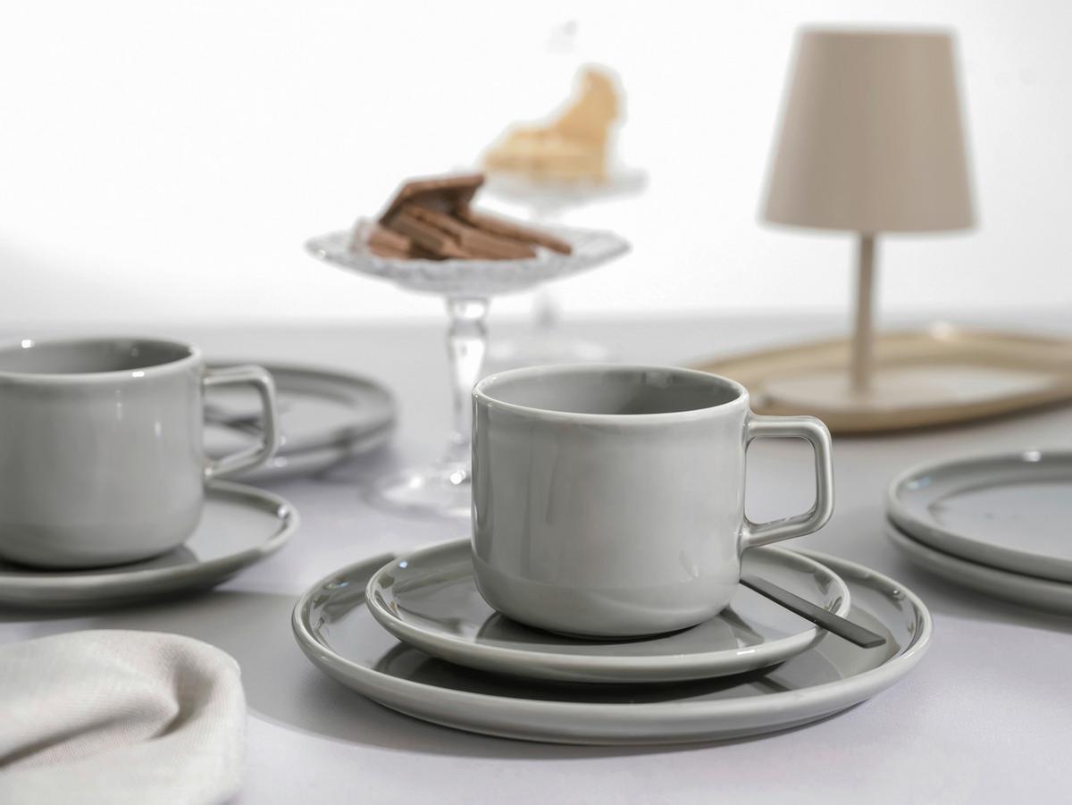 Kaffeeservice Chef Collection Grau, 18-teilig - Grau, Basics, Keramik - Creatable