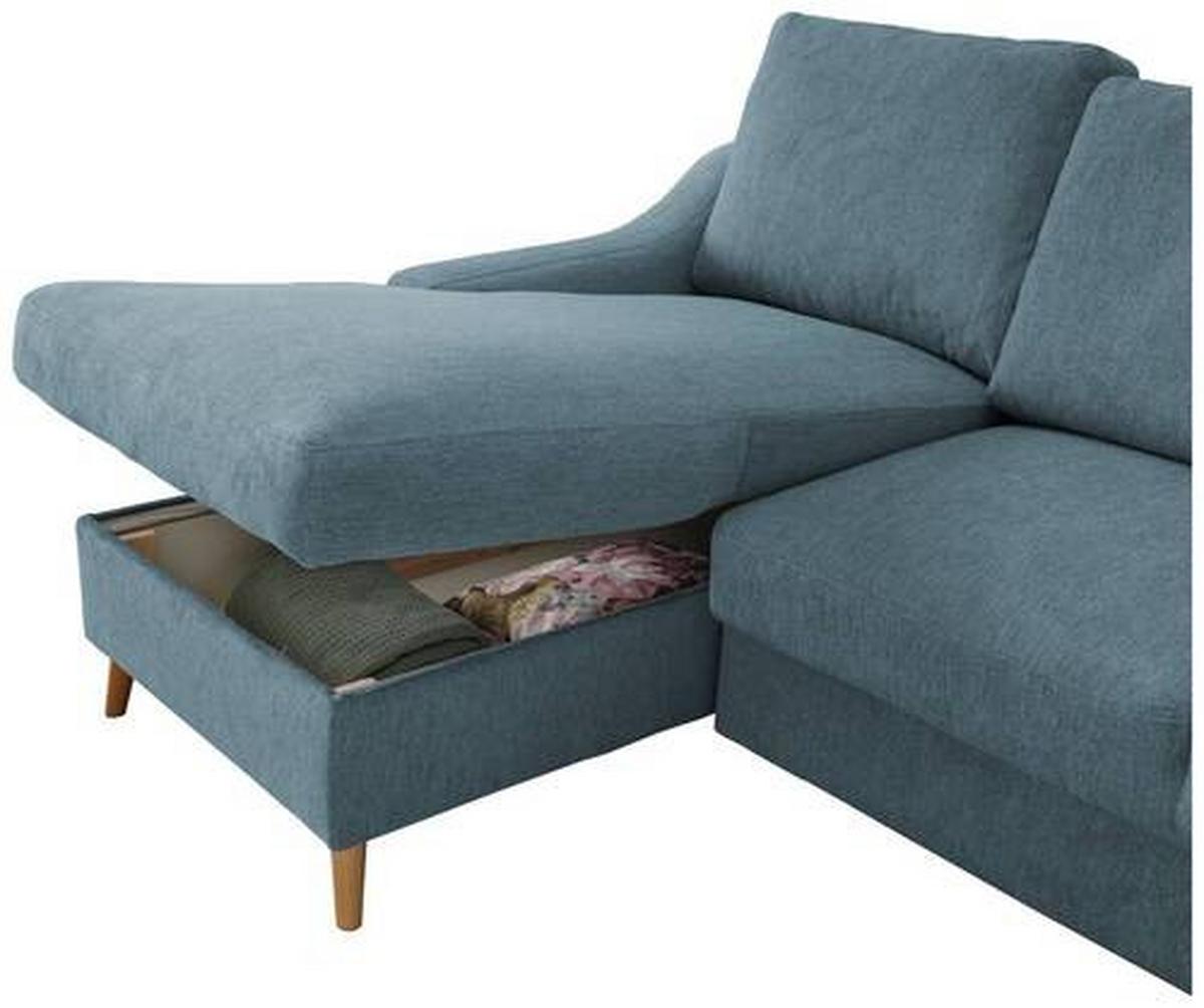 Wohnlandschaft Valentina Blau Mikrofaser - Blau/Schwarz, Design, Holz/Textil (150/228cm) - MID.YOU